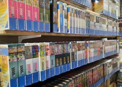 Shelves of puzzles
